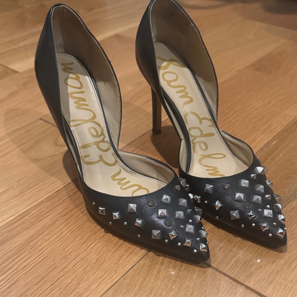 Sam Edelman Black and Silver Studded Heels